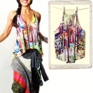Multicolored Abstract Racer Swing Top