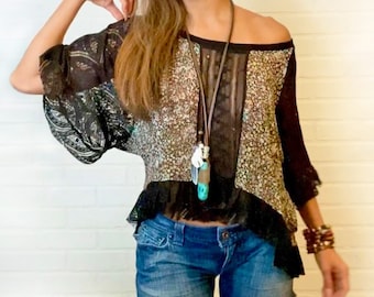 Sweet Boho Bloom Ruffled Tunic