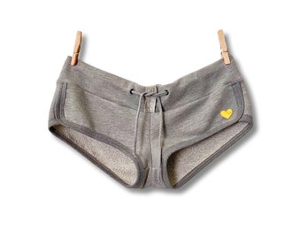 Yellow Love Gray Terry Dolphin Shorts