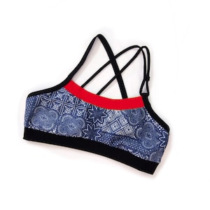 Kimono Blue Criss Cross Patch Scoop Yoga/Swim image 1