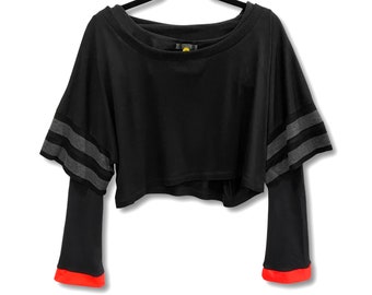 Dance Crop Oversized Layering Black Shirt Top