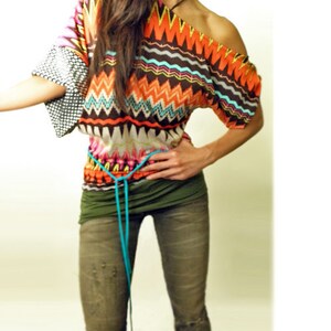 Asymmetrical ZigZag Off Shoulder Tunic