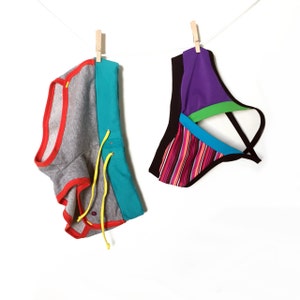 Funky Retro Stripe Halter Sports Bra crisscross - Etsy