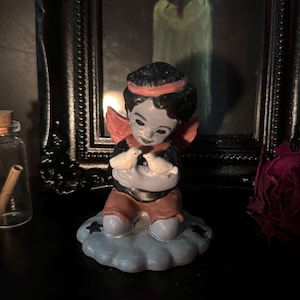 Gothic Ceramic Angel Dark Spooky Creepy Cute Unique Gift Witchy Aesthetic Dark Angel Statue Cherub Figurine Gothic Home Decor