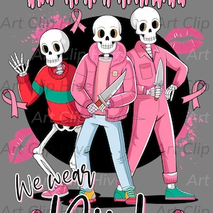 Kampf gegen Krebs Png, Im Oktober tragen wir Pink Png, Pink Slasher Png, Pink Skelette, Brustkrebsbewusstsein, Horrorfilm Pink Png