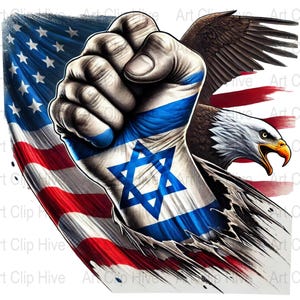 USA Israeli Flag PNG, Jewish Flag, Star of David Art, Patriotic American Decor, Support Israel & Love America Design, Mixed Family