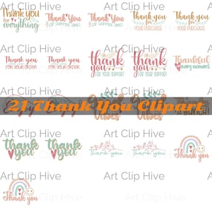 Thank You Clipart, Thank You for Everything Png, Thank You Card Design, Thank You Note, Business Sticker, Small Business and Weddings
