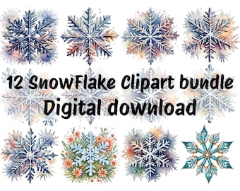 Frozen SnowFlake PNG Clipart, Christmas Designs Clipart, Winter Holiday Silhouette,  - Sublimation Design for Winter Crafts and Decor