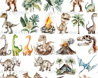Watercolor Dinosaurs Clipart, Dinosaur Baby Shower , Dinosaur Png, Kids Dinosaur Design, Nursery Decor, Dino Bundle