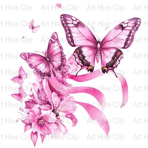 Pink Butterfly PNG, Watercolor Butterfly Clipart, Floral Butterfly Design, Digital Butterfly Art, Pink Floral Wings, Printable Butterfly Art