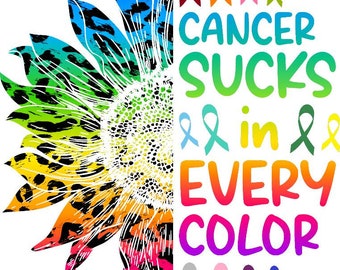 Cancer Sucks in Every Color PNG, World Cancer Day, Breast Cancer Awareness, Fight Cancer, Awareness Ribbon, Positive PNG,  Uplifting PNG