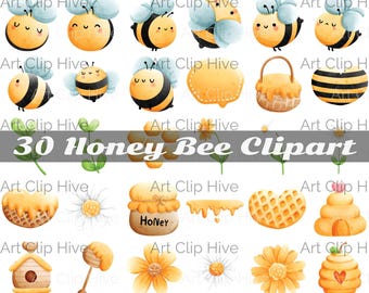 Watercolor Bee Clipart - Bumble Bee PNG - Cute Honey Bee Graphics - Perfect for Nursery Decor