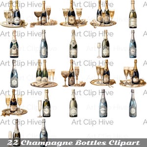 Champagne Bottles Clipart, Celebration PNG Image, Wedding Graphics, Party Clipart, New Year,Glam Clipart, Drinks Clipart