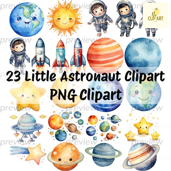 Cute Astronaut Png Bundle Astronaut Clipart Set Space Clipart Set
