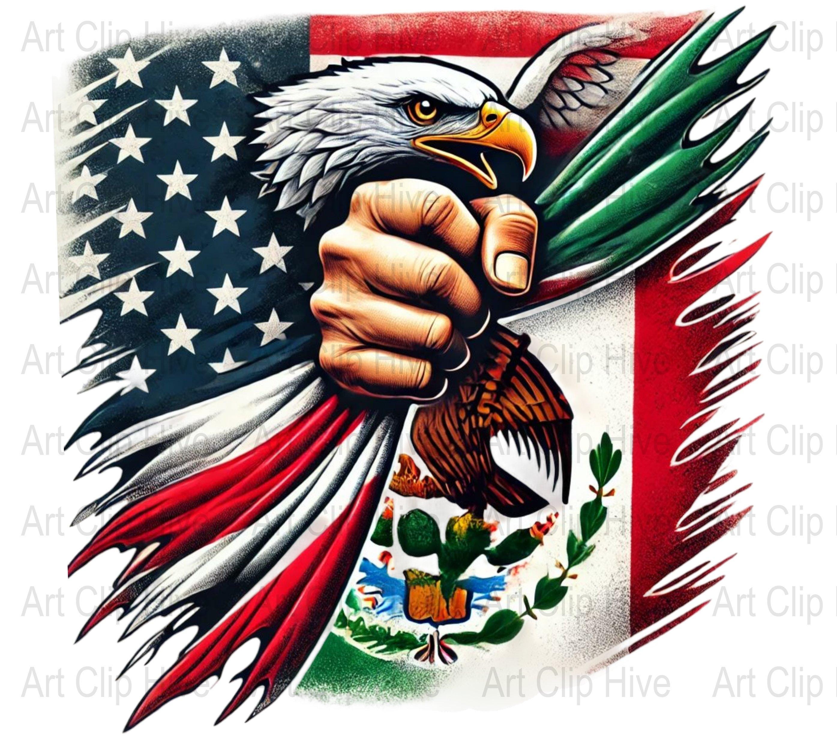 USA Mexican Flag PNG, American Eagle, Patriotic Clipart, Mexican Roots, Mexicana Latino Pride, Independence Day, Spanish Png, Mixed Family