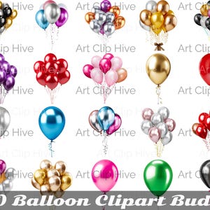 Colorful Balloon Clipart, Party Decor, Celebration PNG, Birthday Balloons, Birthday Decor, Digital Download, Birthday Party Essentials
