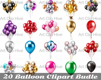 Colorful Balloon Clipart, Party Decor, Celebration PNG, Birthday Balloons, Birthday Decor, Digital Download, Birthday Party Essentials