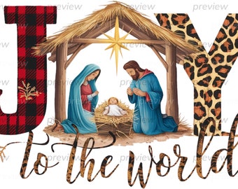 Joy to the World PNG, Nativity Manger Scene, Religious Christmas Clipart, Jesus Birth Graphics, Joy Clipart, Baby Jesus, Digital Download