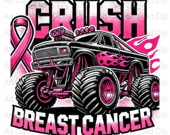 Crush Brustkrebs Png, Pink Monstertruck Png - Kinder tragen Pink für Mama - Brustkrebsbewusstsein, Krebs Kampf Png