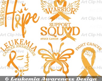 Leukemia Awareness PNG Bundle, Cancer Ribbon Designs, Leukemia Support Designs, Support the Fighters, Orange Ribbon Designs