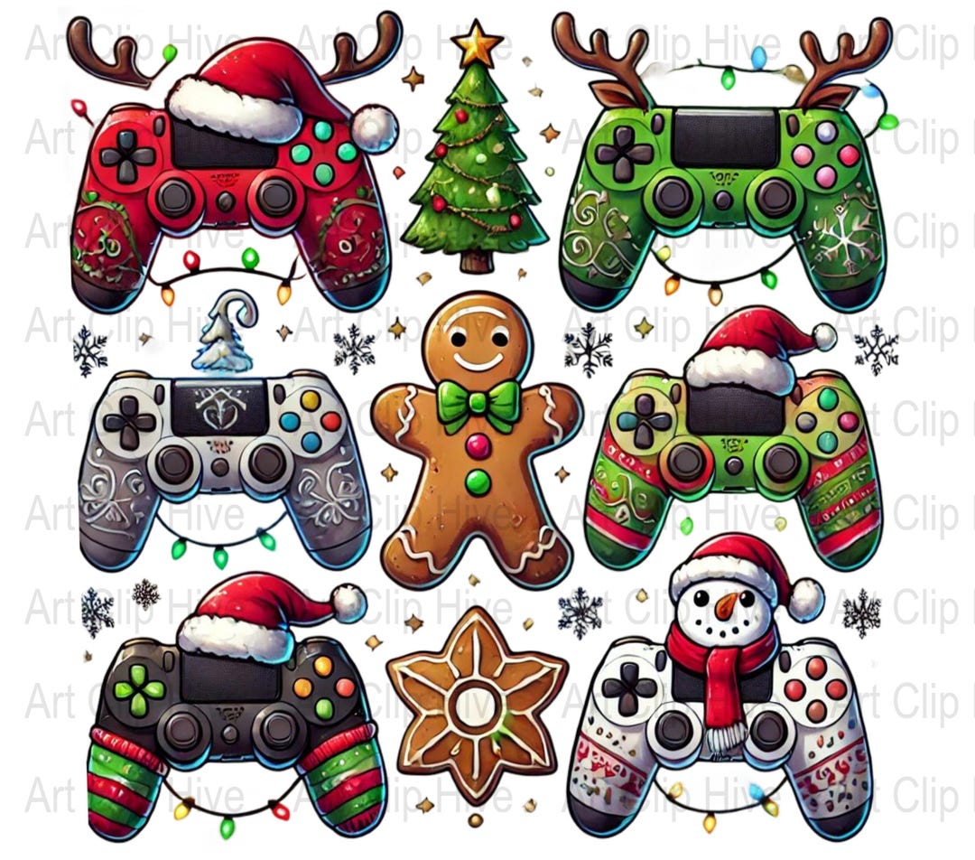 Retro Christmas Gaming Controller Png, Santa Claus Design, Kids Gaming ...