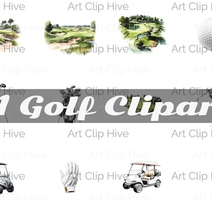 Golf clipartbundel, aquarel golfclubafbeeldingen, golfer png, golfkar, golfbal, golfbaan, sportontwerp, digitale download