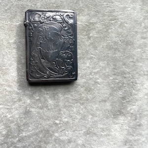 Sterling Art Nouveau Vesta - Antique Sterling Match Safe Box Holder, Nouveau Sterling Virtu, Match Safe
