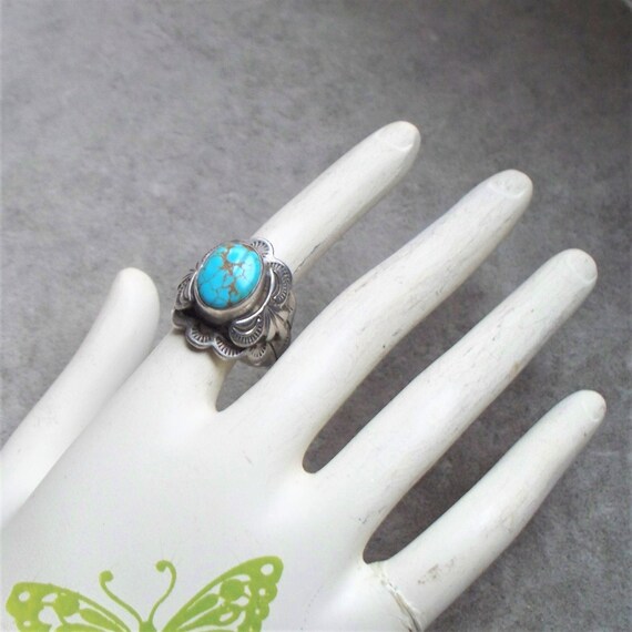 Carol Felley Sterling & Turquoise Ring - Size 8, S