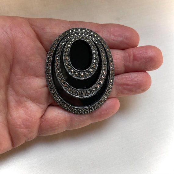 Onyx and Marcasite Large Brooch Onyx and Marcasite Large Brooch