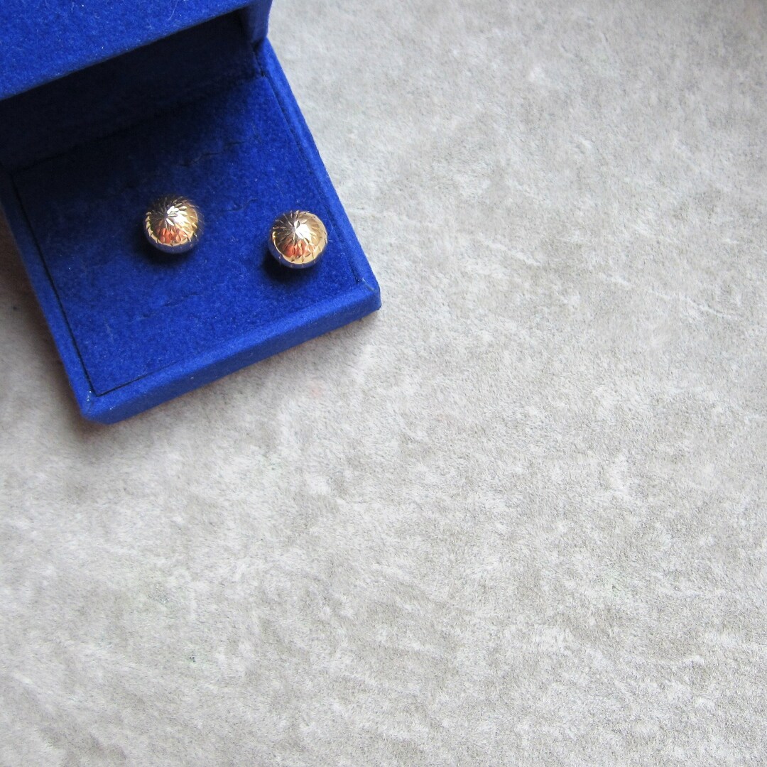 Big 14k Gold Ball Post Earrings 10mm Signed 14k 14kt 14ct Etsy