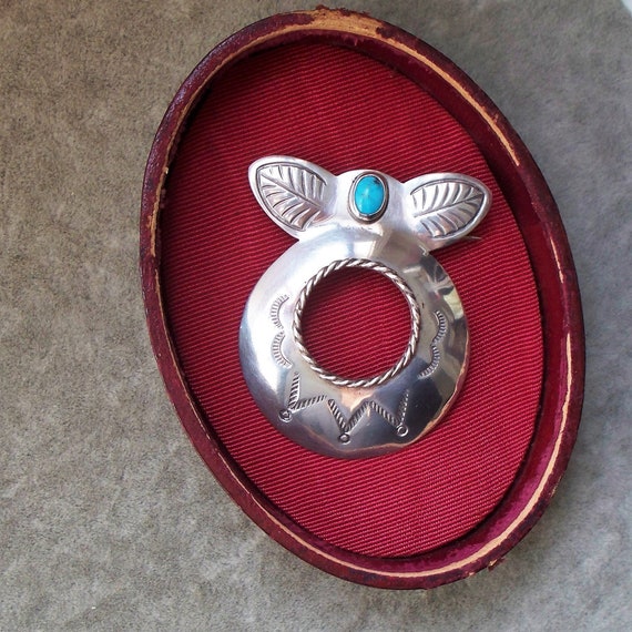 Native American Sterling Turquoise Pin - Sterling