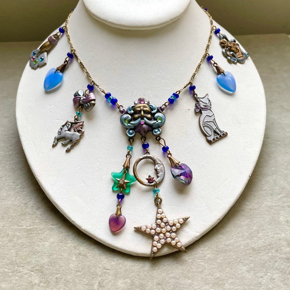 Glass Works Studio Necklace Heart Charms Necklace Valentine 80s Designer  Jewelry