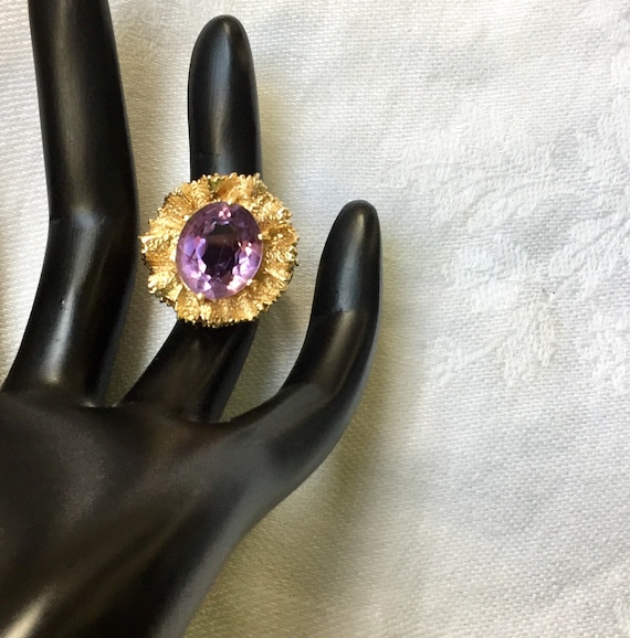 14k Amethyst Mid Century Modern Ring - 14kt Ameth… - image 1