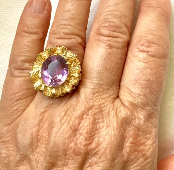 14k Amethyst Mid Century Modern Ring - 14kt Ameth… - image 5