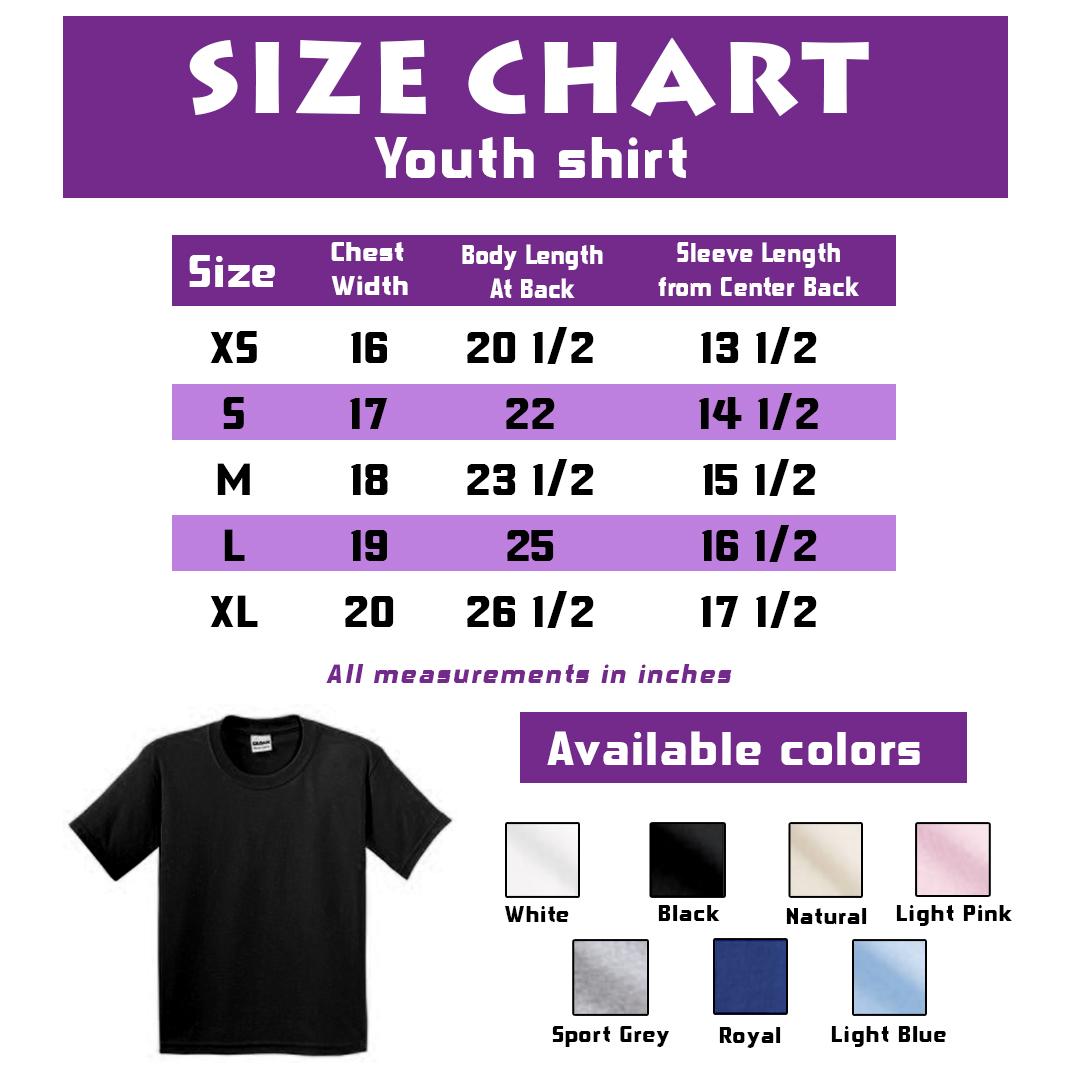 Toddler & Youth Gildan Size Info