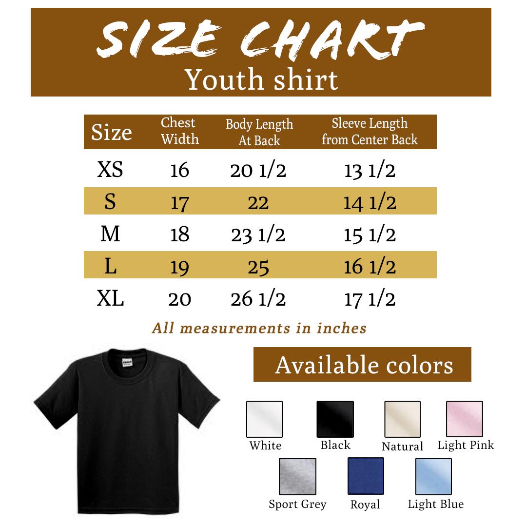 Toddler & Youth Gildan Size Info