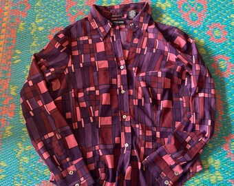 Camisa de vestir con botones Y2K, blusa con bloques de color, estilo retro vintage de los años 2000 y 90, blusa elegante, atuendo sexy para una cita nocturna femenina.