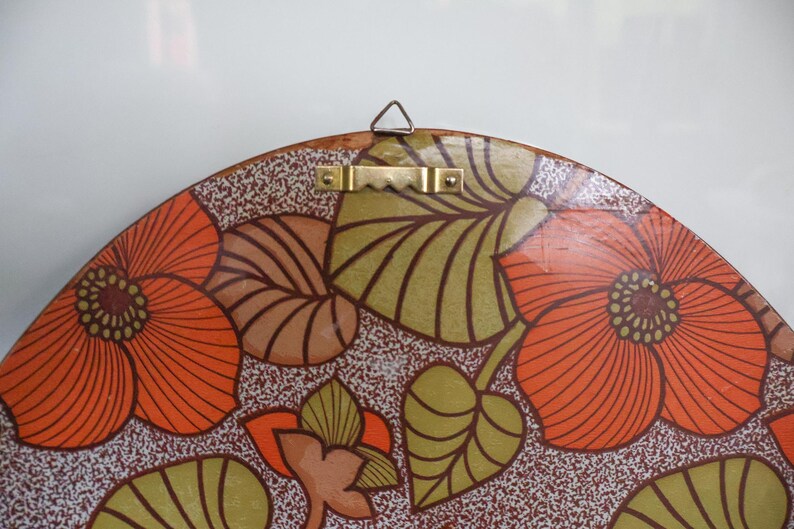 Large Vintage Embroidery Wall Art Oval Nature Inspired Ornate Wood