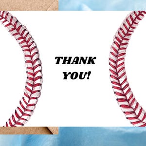 Cartes de remerciement, cartes de remerciement de baseball, cartes de voeux de baseball amusantes, paquet de 10 cartes de remerciement faites main et papier premium, personnalisables