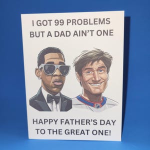 Carte de fête des pères Gretzky et Jay Z pour le meilleur papa, qui est le grand, carte de fête des pères hockey, carte de fête des pères drôle avec enveloppe