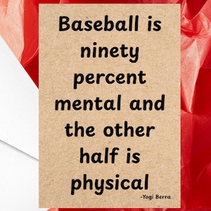 Funny Yogi Berra Saying Greeting Card For Words Of Wisdom - Baseball Card Yogi Quote About Observation & Learning - Single Card Or Five-Pack