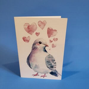 Jolie carte d'anniversaire colombe ou carte pour notes amour - Aquarelle colombe anniversaire de mariage carte simple avec enveloppe ou lot de cinq