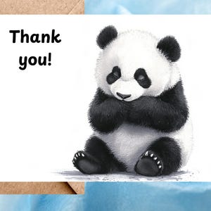 Cartes de remerciement panda, carte de remerciement aquarelle ours panda, lot de 10 cartes de remerciement faites main, papier premium, personnalisable