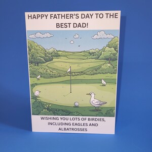 Carte de fête des pères drôle de golf pour un papa qui aime le golf, carte de fête des pères de petit chien Birdie de golf, carte de fête des pères de golf mignonne avec l'enveloppe