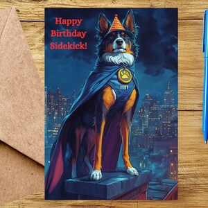 Carte d'anniversaire de berger australien - carte d'anniversaire mignonne et drôle de chien de super-héros de berger australien