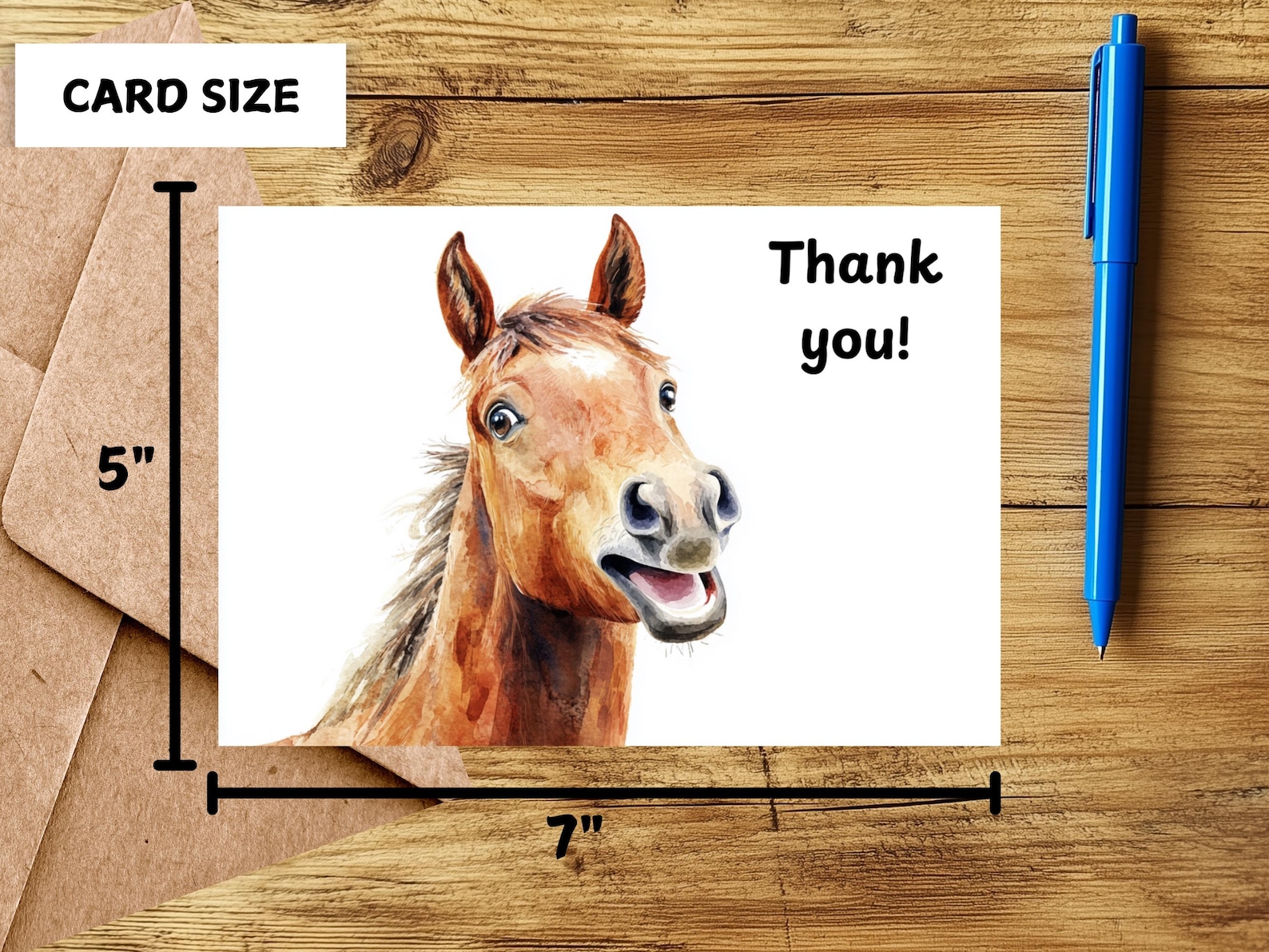 Brown Horse Thank You Cards, Watercolor Brown Horse Thank You Card ...