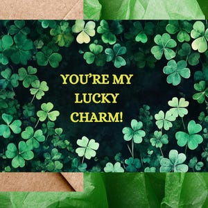 Carte de Saint-Patrick Vous êtes mon porte-bonheur : « Vous êtes mon porte-bonheur ! Clovers Carte simple avec enveloppe ou paquet de 5