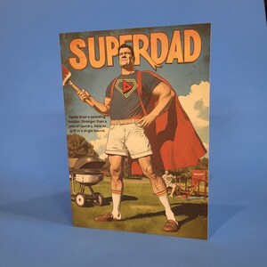 Super papa drôle carte de fête des pères pour papa qui aime les super hommes, le meilleur papa, carte de blague papa fait main, carte de fête des pères Unique avec enveloppe