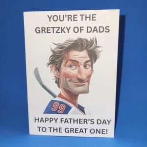 Carte de fête des pères papa Gretzky pour le meilleur papa, qui est la Gretzky des papas, carte de fête des pères hockey calembour, carte de fête des pères drôle avec enveloppe