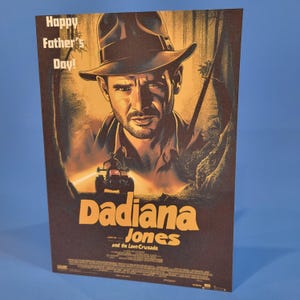 Carte de fête des pères drôle Dadiana Jones parodiant Indiana Jones du film classique, carte de blague papa faite main, carte de fête des pères Unique avec enveloppe